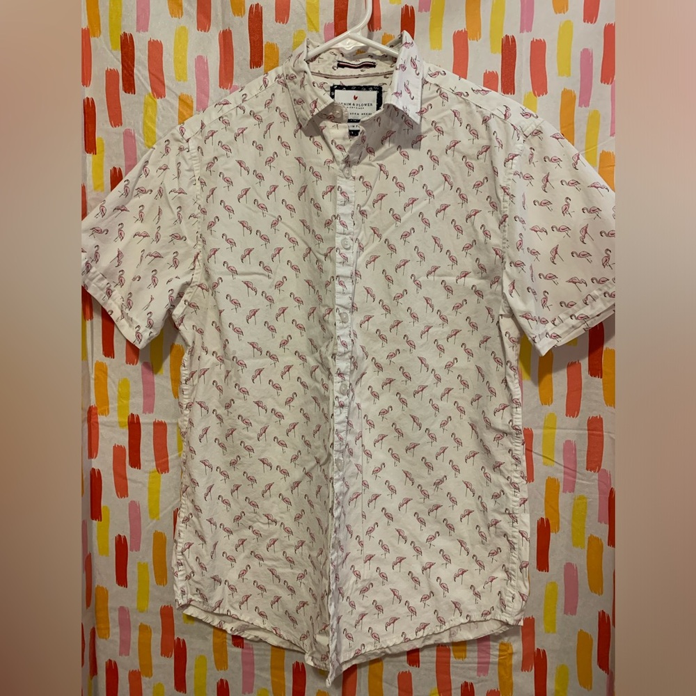 Flamingo short sleeve button down - Men’s Medium Slim Fit